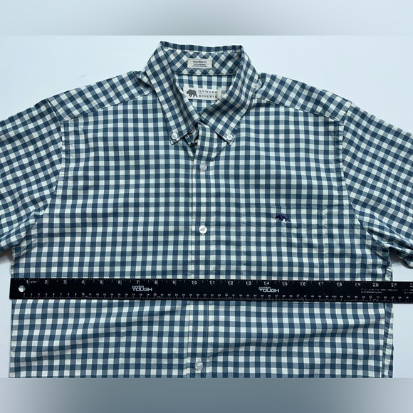 Onward Reserve Performance Button Down Shirt Mens Size Medium Blue Ivory Checked - Picture 13 of 16
